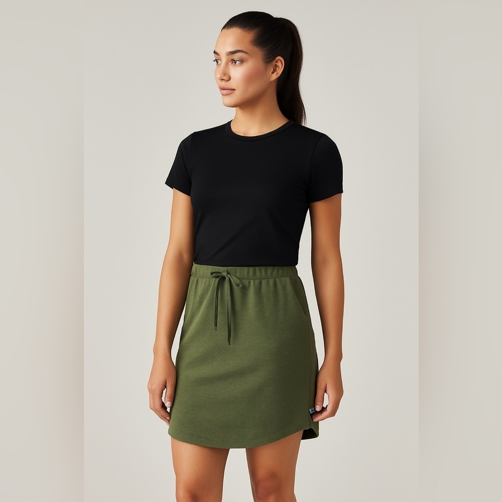 Olive Green Drawstring Waist Skirt – Size M